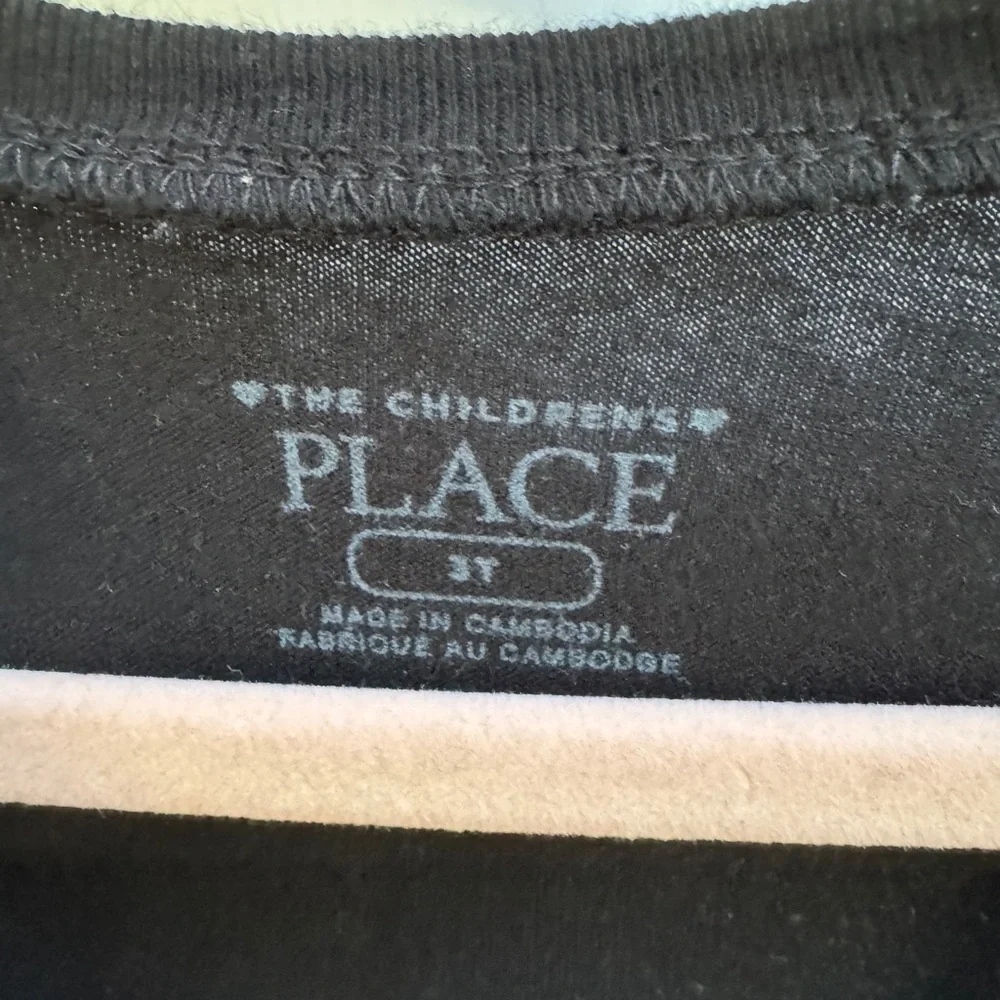 NWOT The Children’s Place 3T Girls Black Sparkly Multicolor Number Short Sleeve